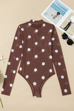 Polka Dot Mesh Long Sleeve Bodysuit