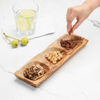 3-Section Olive Wood Dish – Handmade Serving Piece for Everyday Use